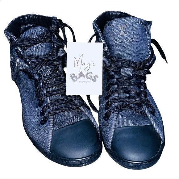 Louis Vuitton: Denim LV Monogram Brea High Top Sneakers - Picture 7 of 16